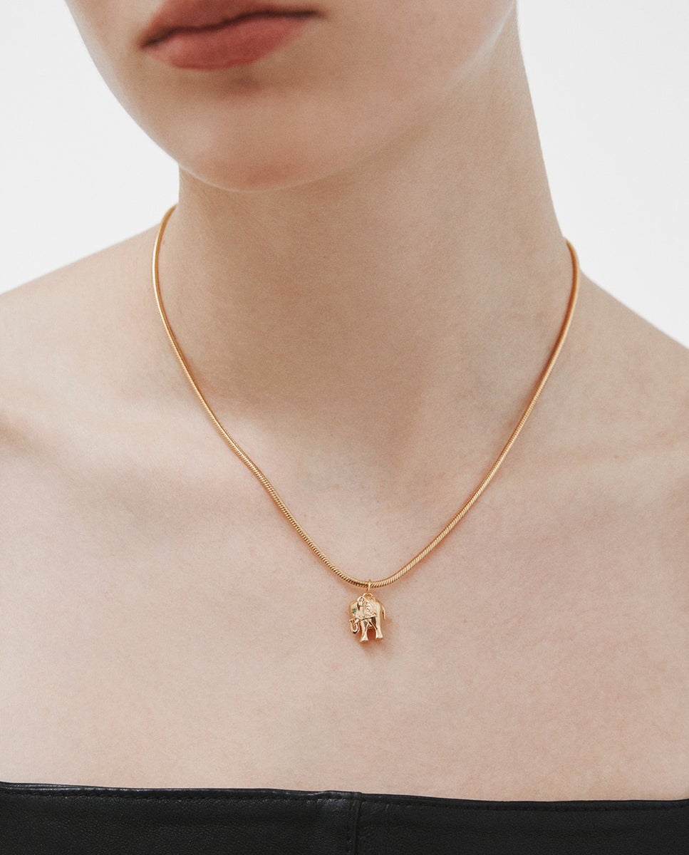 Charm de Prata Banhada em Ouro Amarelo de 18K com Ónix Verde Verde-4