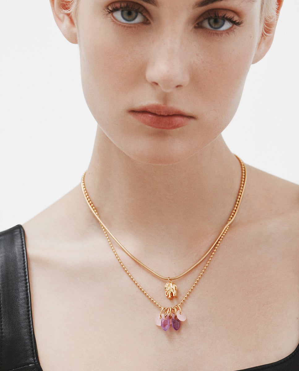 Charm de Prata Banhada em Ouro Amarelo de 18K com Ónix Verde Verde-6