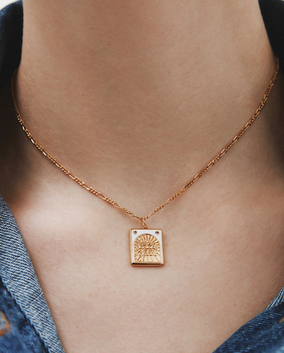 Charm de Prata 925 Banhada em Ouro Amarelo de 18k com Ametistas Roxas e Esmalte Branco Roxo-2