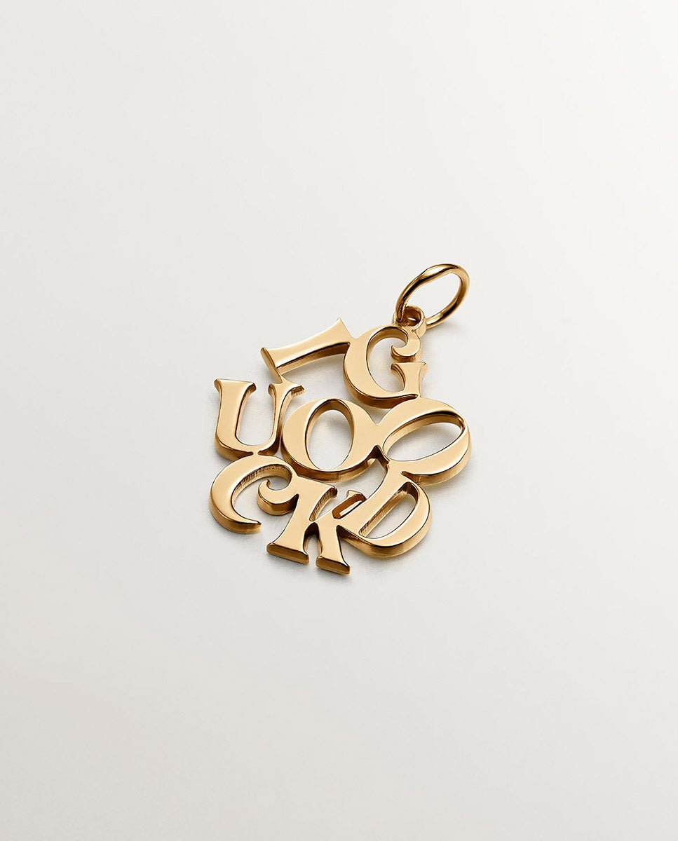 Charm de Prata 925 Banhada em Ouro Amarelo de 18k Good Luck Ouro-1