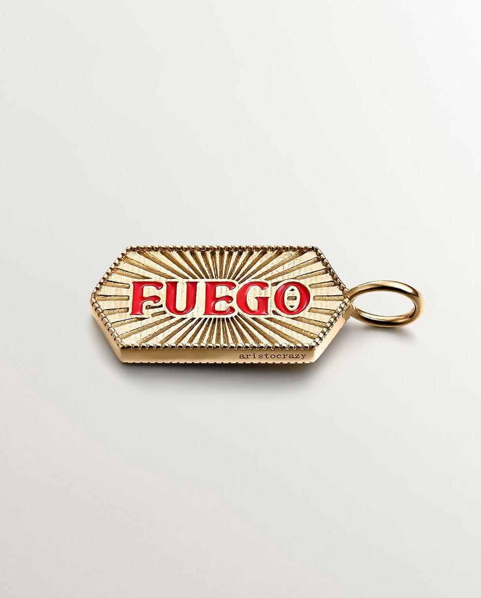Charm de Prata 925 Banhada em Ouro Amarelo de 18k Fogo com Esmalte Rosa Ouro-1