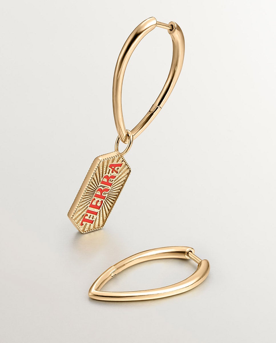 Charm de Prata 925 Banhada em Ouro Amarelo de 18k Terra com Esmalte Laranja Laranja-5