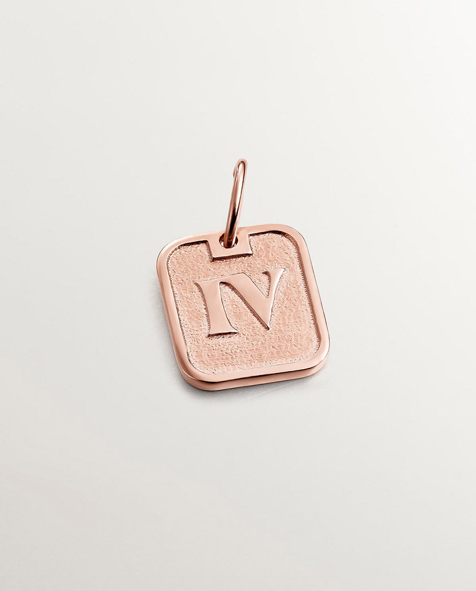 Charm de Prata 925 Banhada em Ouro Rosa de 18k com Número 4 Rosa-1