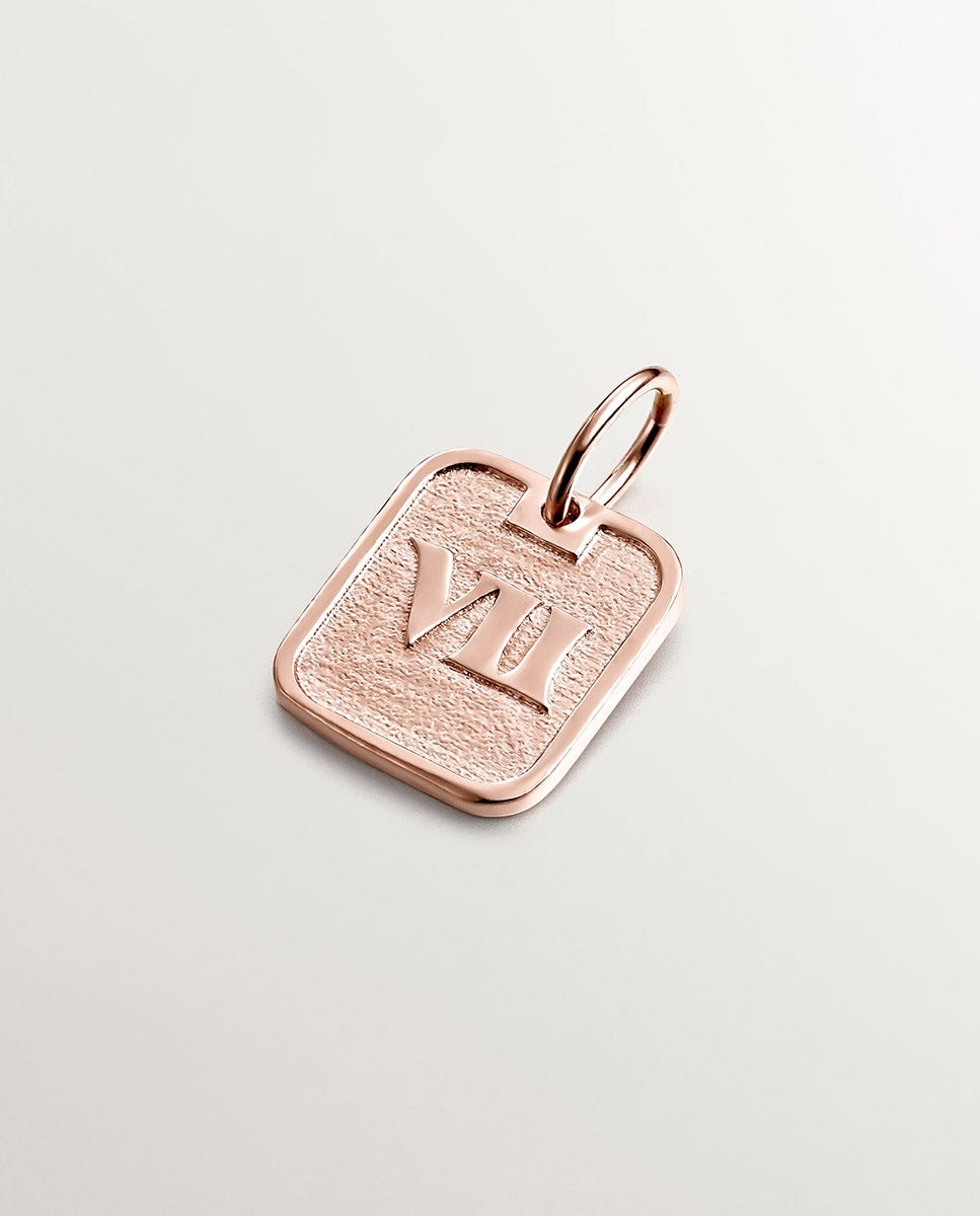 Charm de Prata 925 Banhada em Ouro Rosa de 18k com Número 7 Rosa-1