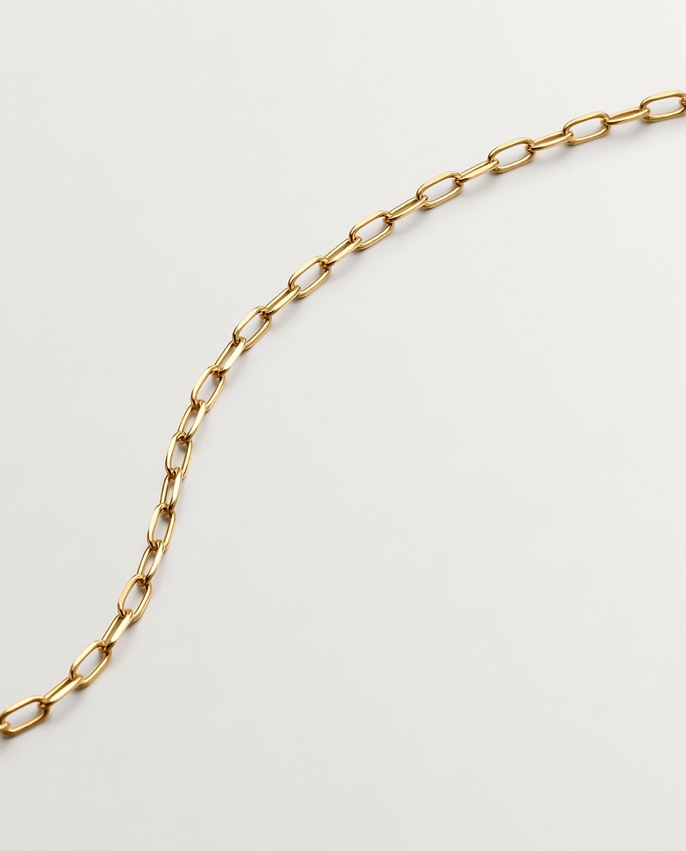 Colar de Elos Forza de Prata 925 Banhada em Ouro Amarelo de 18k com Coração Ouro-5