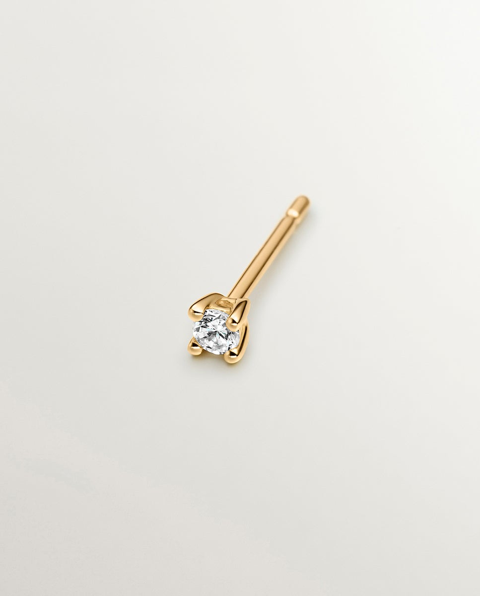 Brinco Individual de Ouro Amarelo de 18k com Diamante de 0,05cts Branco-2