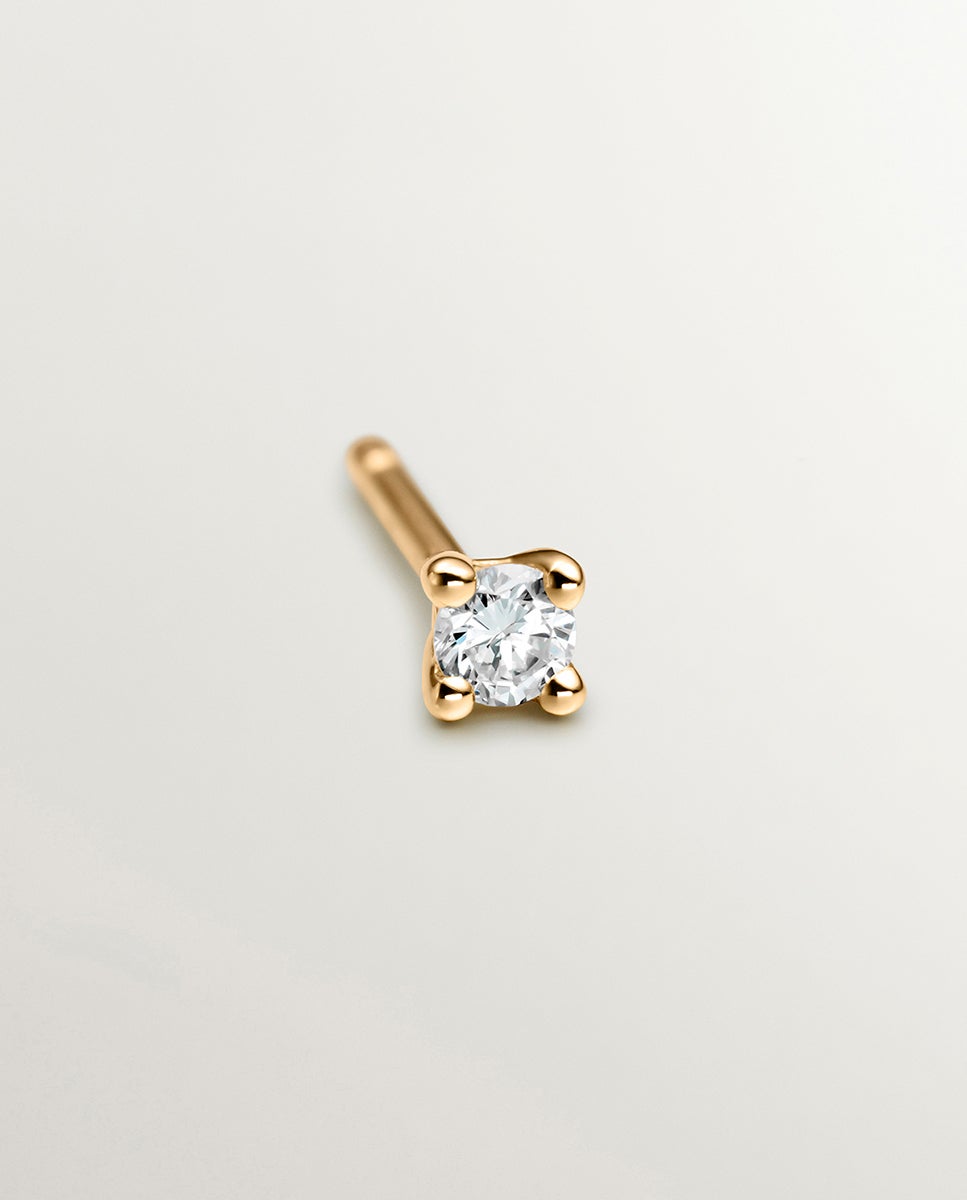 Brinco Individual de Ouro Amarelo de 18k com Diamante de 0,05cts Branco-3