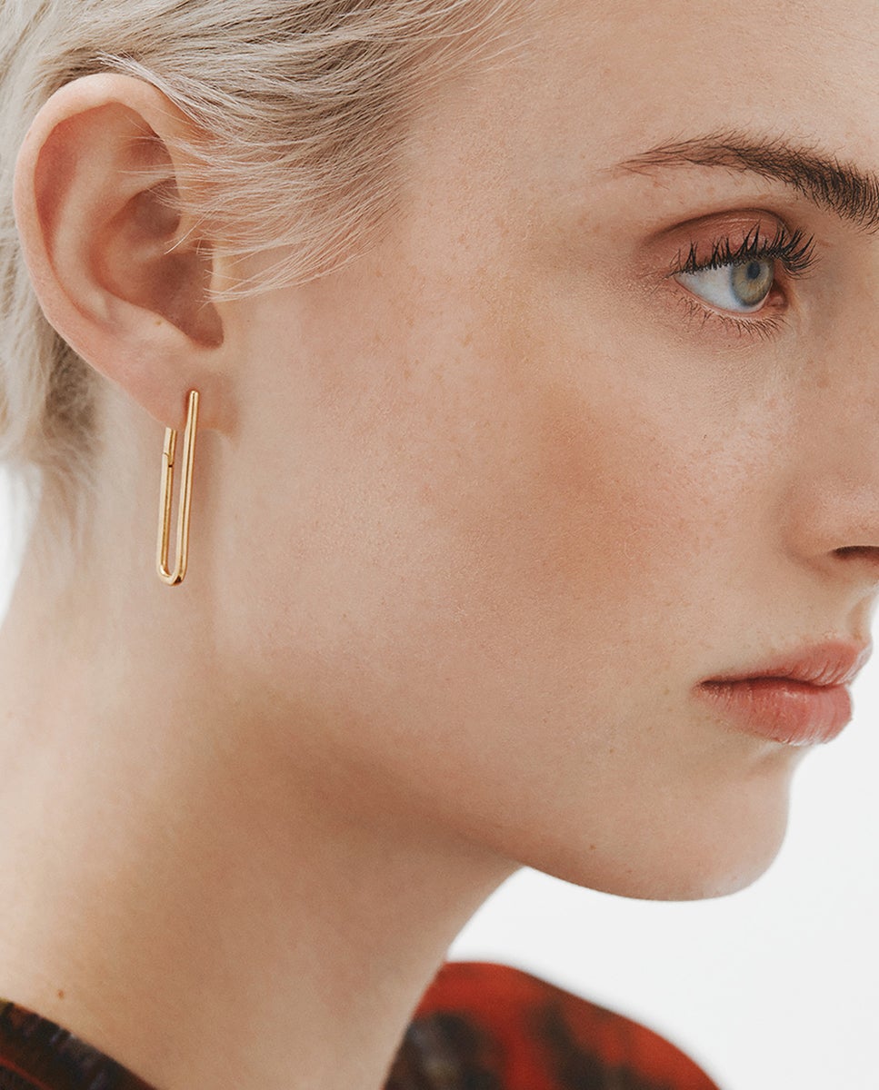 Brincos de Argola Extra Comprida de Prata 925 Banhada a Ouro Amarelo de 18k Ouro-2