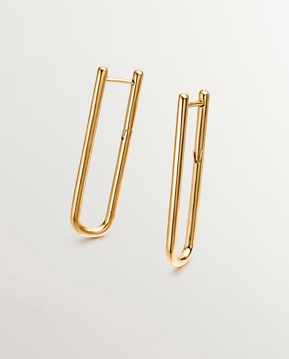 Brincos de Argola Extra Comprida de Prata 925 Banhada a Ouro Amarelo de 18k Ouro-4