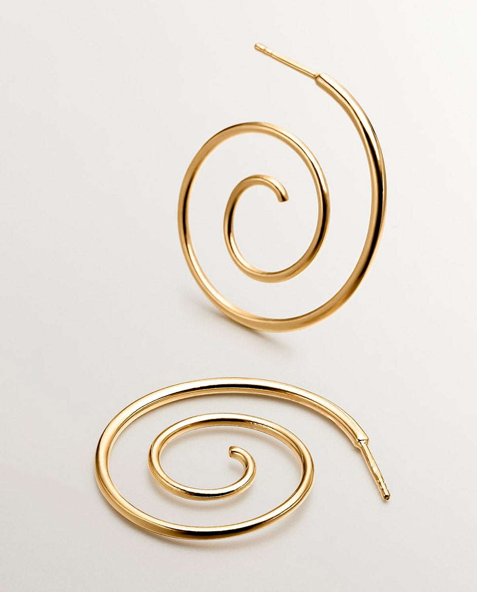 Brincos em Espiral de Prata 925 Banhada em Ouro Amarelo de 18k Ouro-1