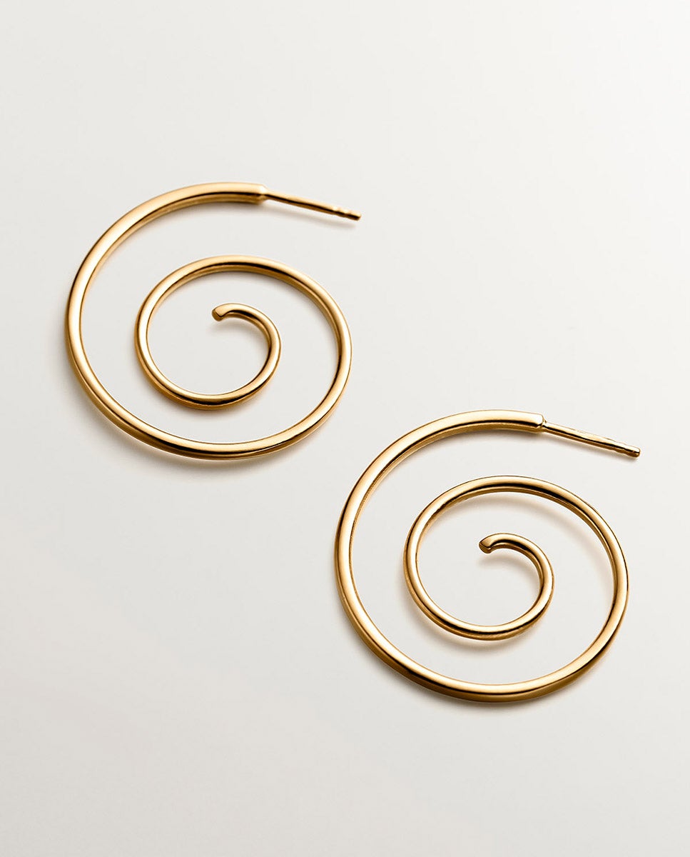 Brincos em Espiral de Prata 925 Banhada em Ouro Amarelo de 18k Ouro-2
