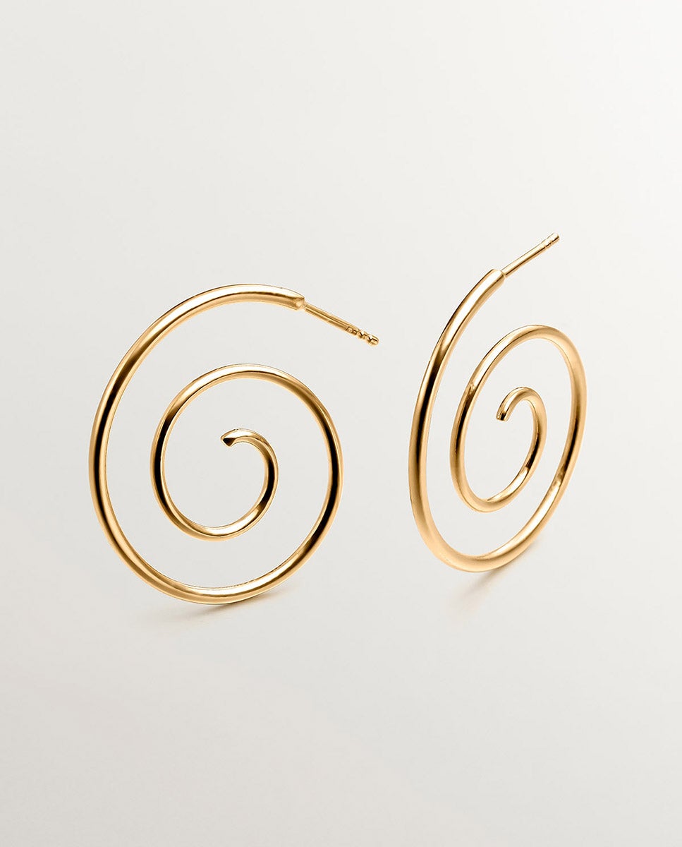 Brincos em Espiral de Prata 925 Banhada em Ouro Amarelo de 18k Ouro-3