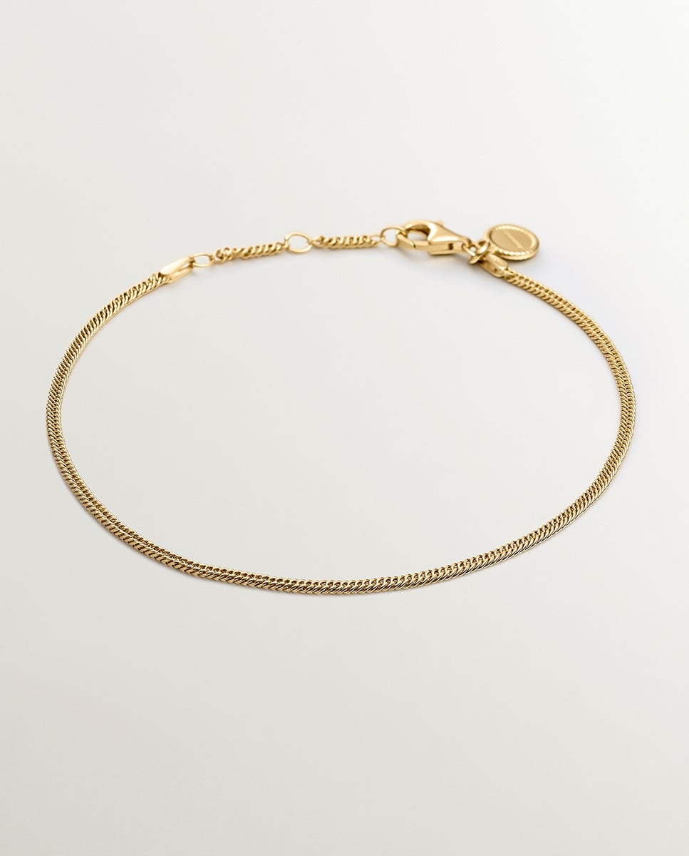 Pulseira Tornozeleira de Elos de Prata 925 Banhada a Ouro Amarelo de 18k Ouro-1