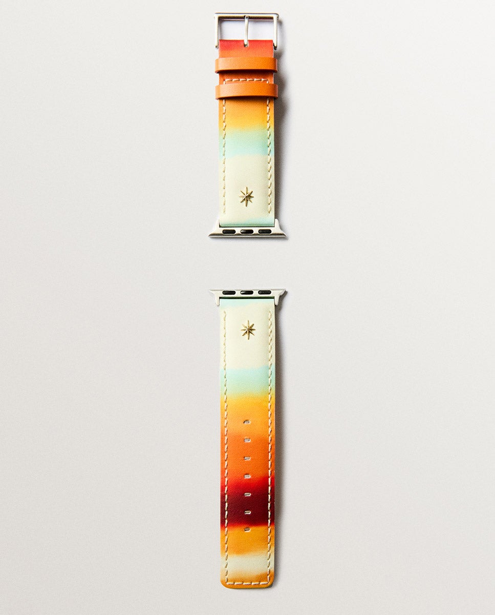 Imagem 0 de Pulseira de couro multicolor para Apple Watch.