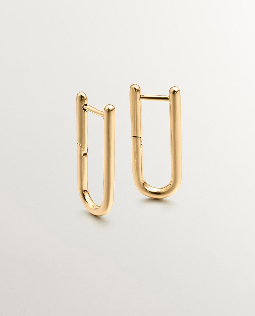 Brincos de Argola Comprida de Prata 925 Banhada em Ouro Amarelo de 18k Ouro-2
