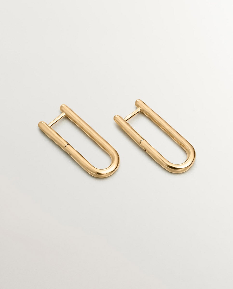 Brincos de Argola Comprida de Prata 925 Banhada em Ouro Amarelo de 18k Ouro-3