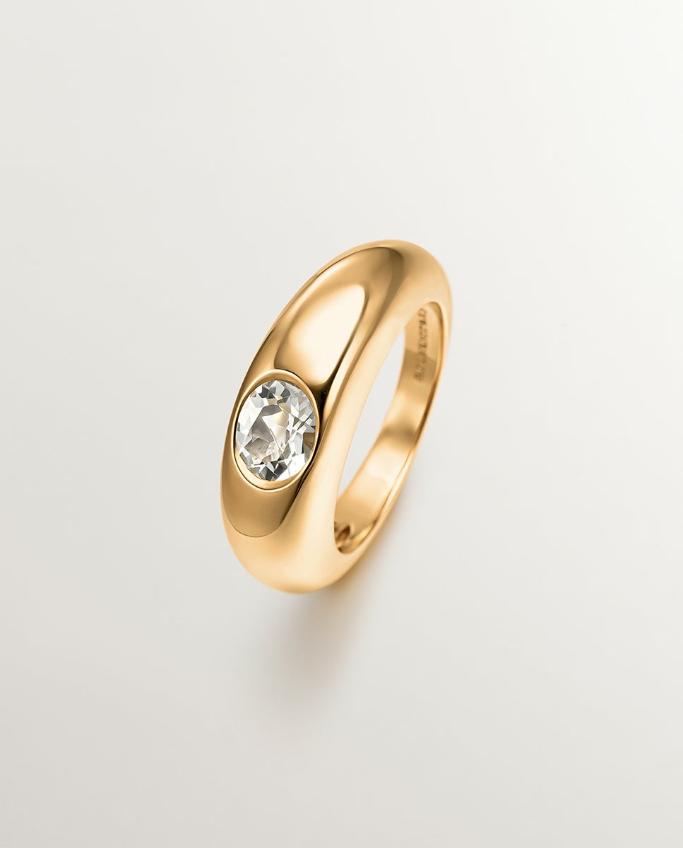 Anel de Prata 925 Banhada em Ouro Amarelo de 18k com Quartzo Verde Verde-1