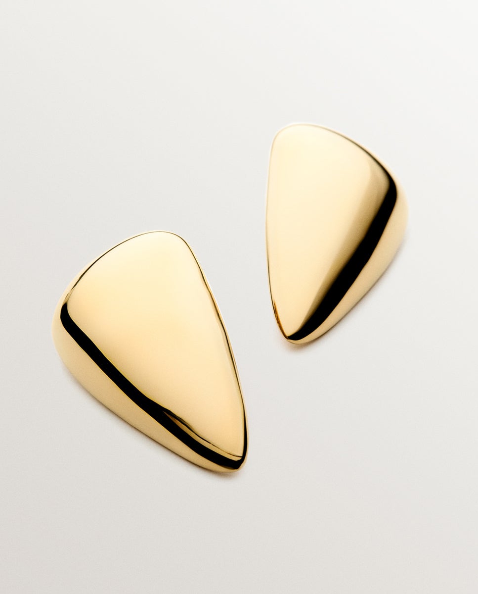 Brincos de Gota Grandes de Prata 925 Banhada a Ouro Amarelo de 18k com Efeito Polido Ouro-4