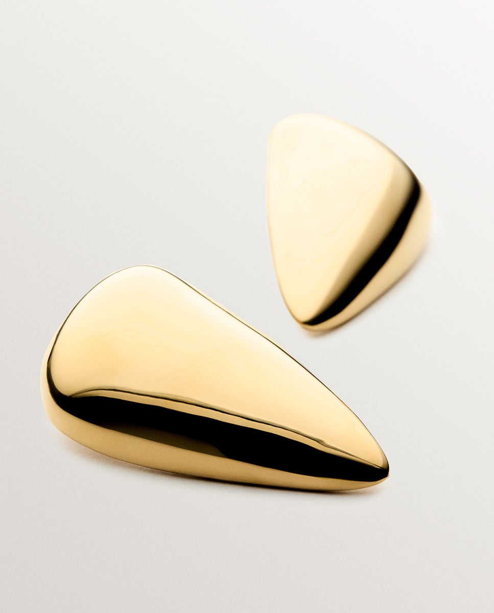 Brincos de Gota Grandes de Prata 925 Banhada a Ouro Amarelo de 18k com Efeito Polido Ouro-6
