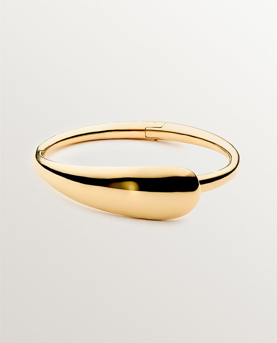 Pulseira Rígida de Prata 925 Banhada a Ouro Amarelo de 18k com Efeito Polido Ouro-3
