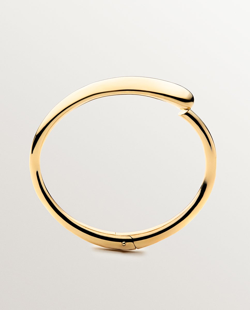 Pulseira Rígida de Prata 925 Banhada a Ouro Amarelo de 18k com Efeito Polido Ouro-5
