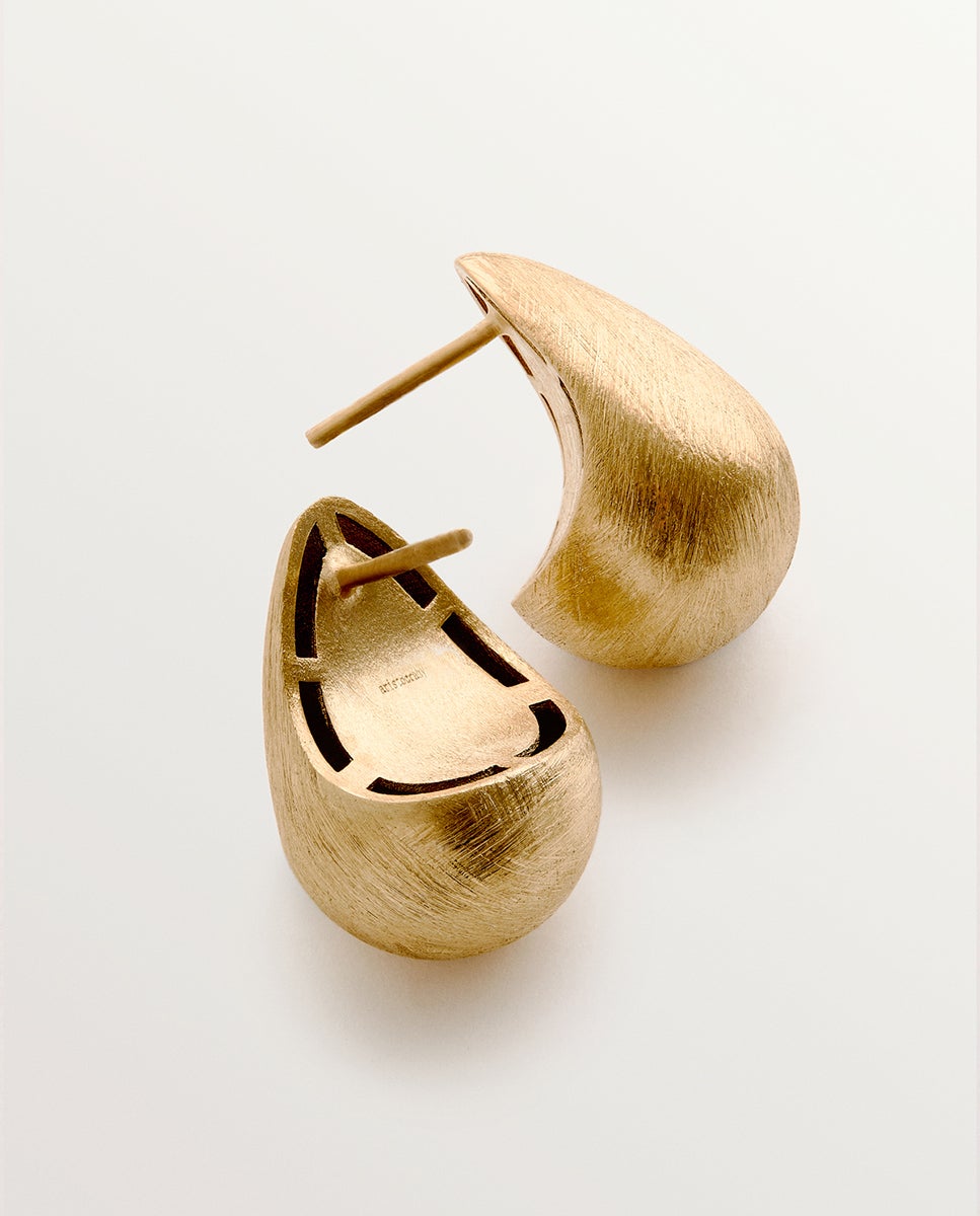 Brincos de Gota Pequenos de Prata 925 Banhada a Ouro Amarelo de 18k com Textura Ouro-4