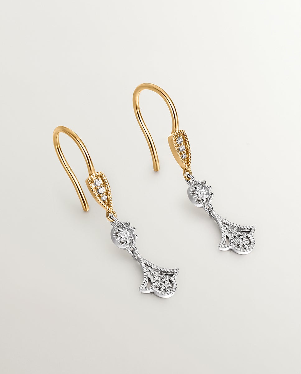 Brincos de Ouro Branco e de 18K com Diamantes em Lapidação Brilhante de 0,25 cts Branco-3