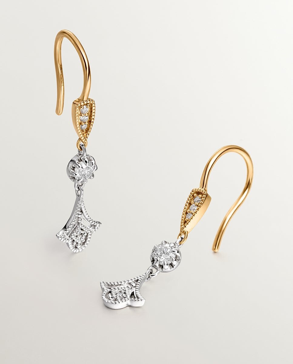 Brincos de Ouro Branco e de 18K com Diamantes em Lapidação Brilhante de 0,25 cts Branco-5