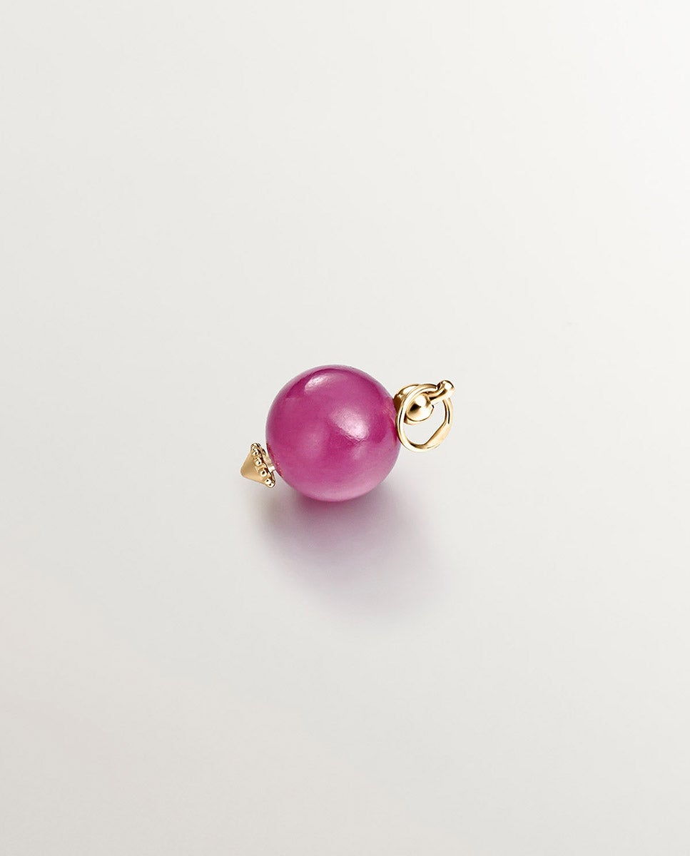 Charm de Jade Vermelho com Argola de Prata 925 Banhada em Ouro Amarelo de 18k Vermelho-3