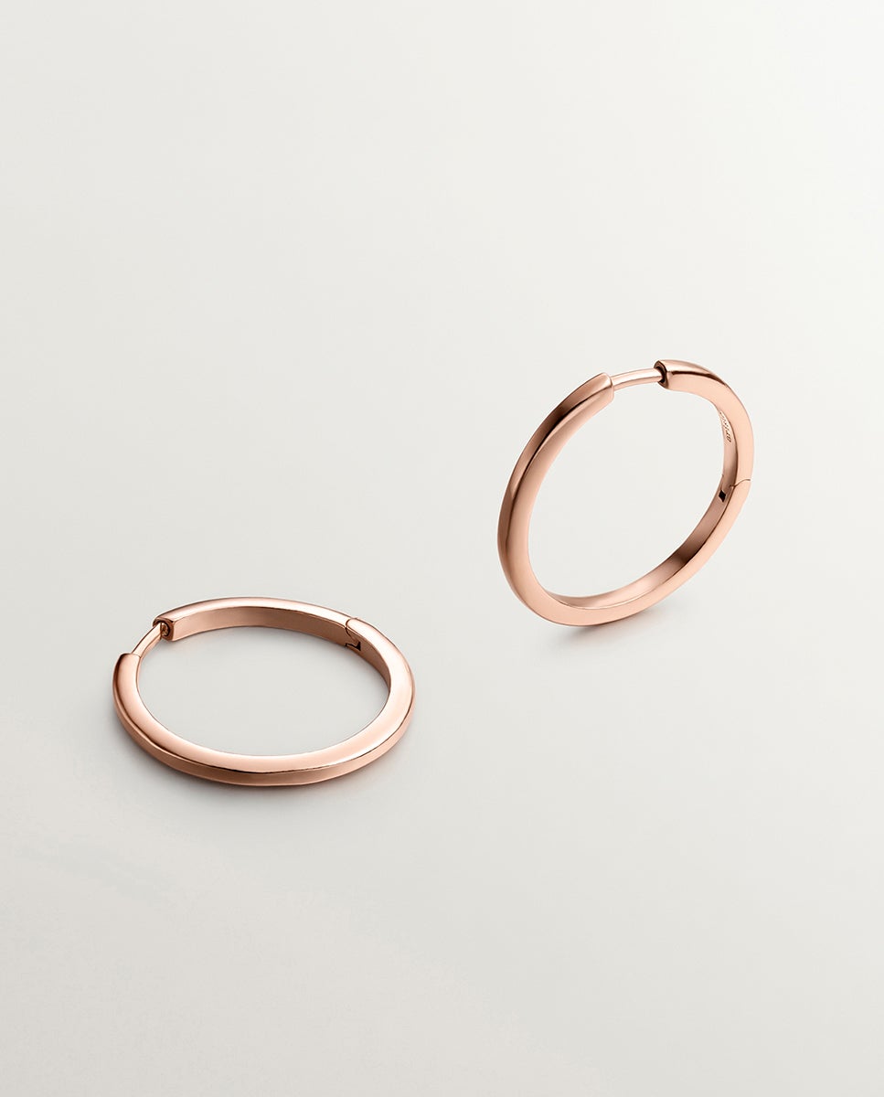 Imagem 0 de Brincos de Argola de Prata 925 Banhada em Ouro Rosa de 18k