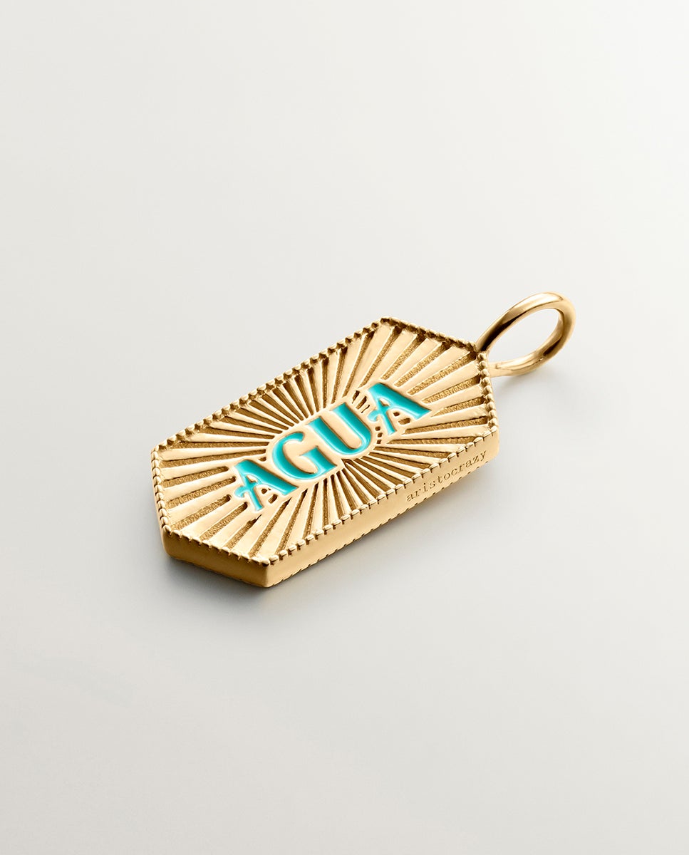 Charm de Prata Banhada em Ouro Amarelo de 18K com Esmalte Turquesa Azul-1