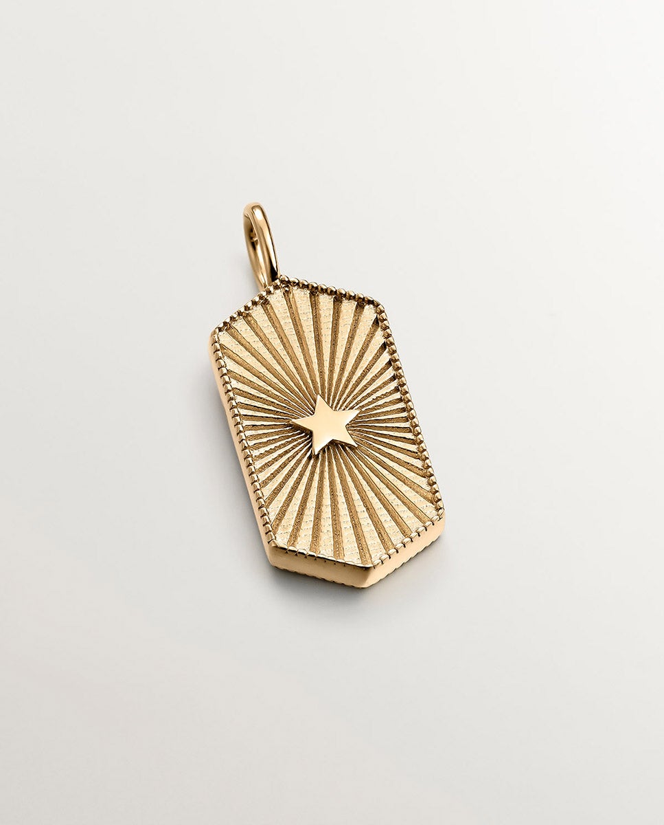 Charm de Prata Banhada em Ouro Amarelo de 18K com Esmalte Turquesa Azul-3