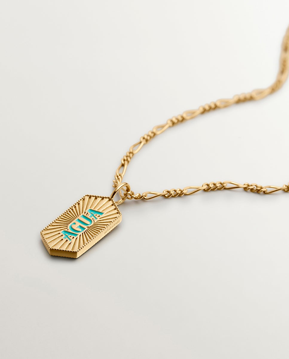 Charm de Prata Banhada em Ouro Amarelo de 18K com Esmalte Turquesa Azul-5