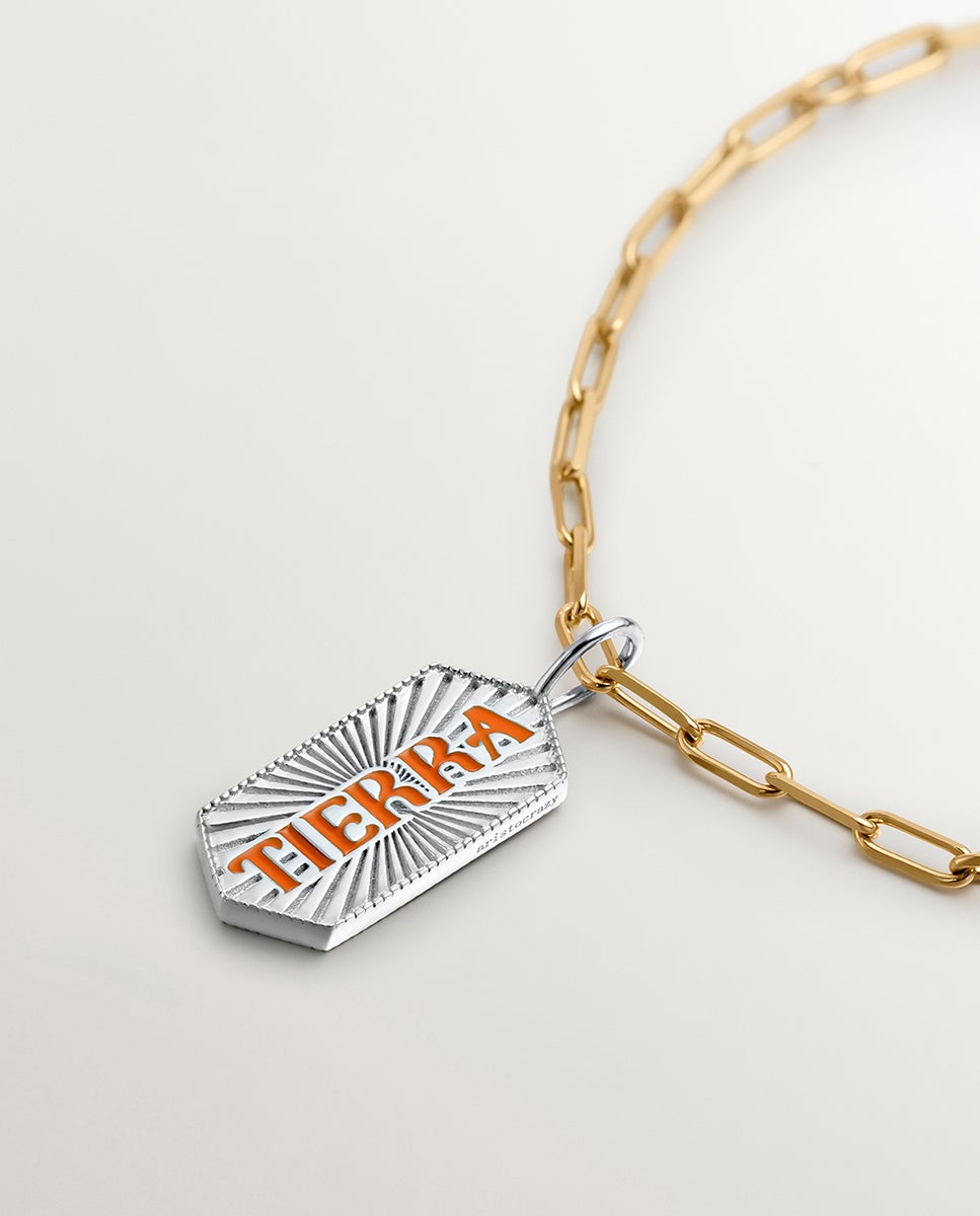 Charm de Prata 925 Terra com Esmalte Laranja Laranja-3