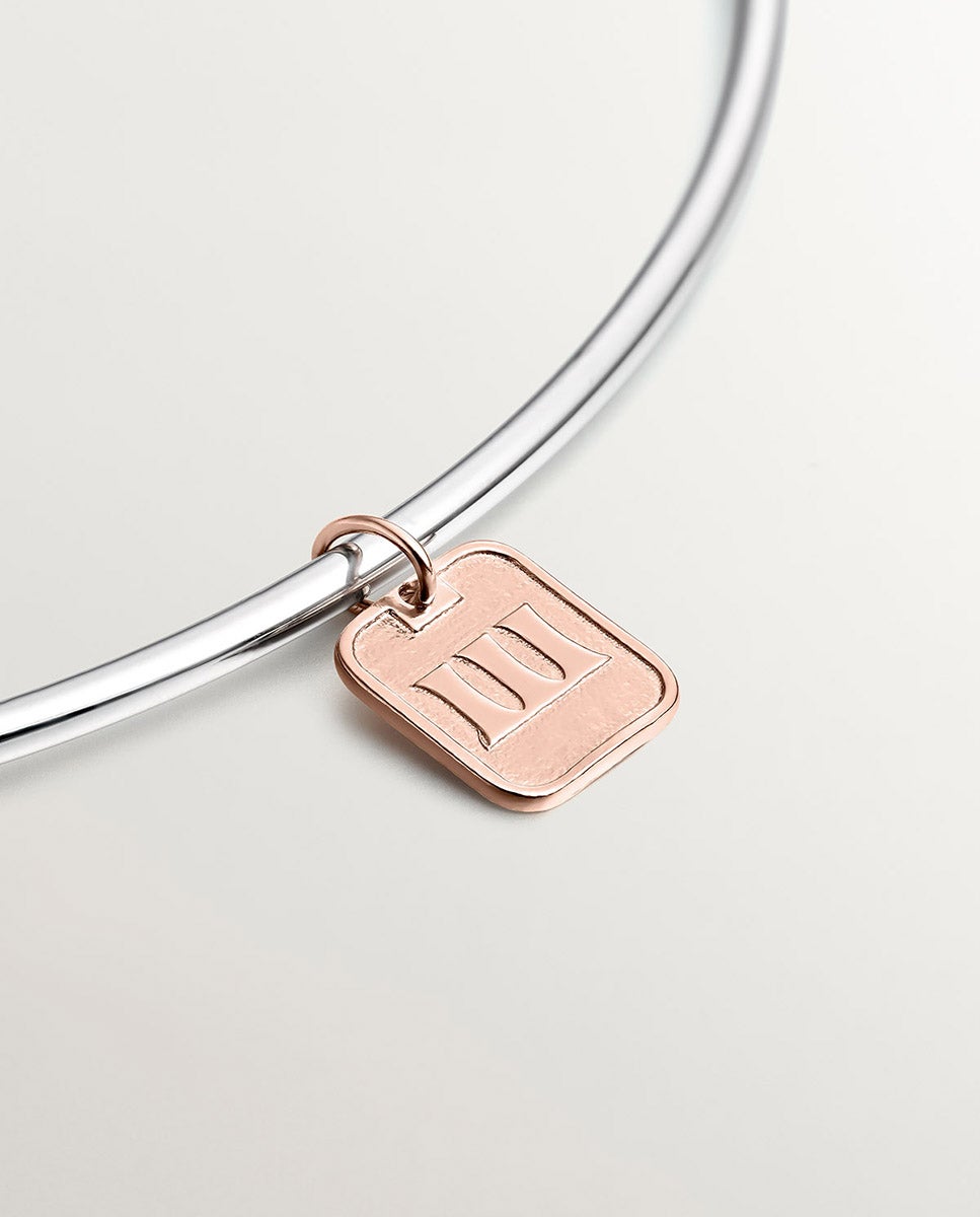 Charm de Prata 925 Banhada em Ouro Rosa de 18k com Número 3 Rosa-5