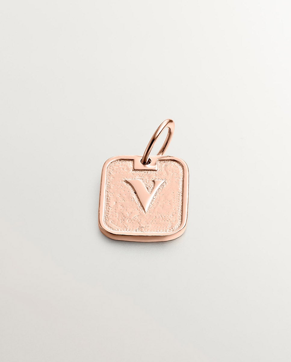 Charm de Prata 925 Banhada em Ouro Rosa de 18k com Número 5 Rosa-1
