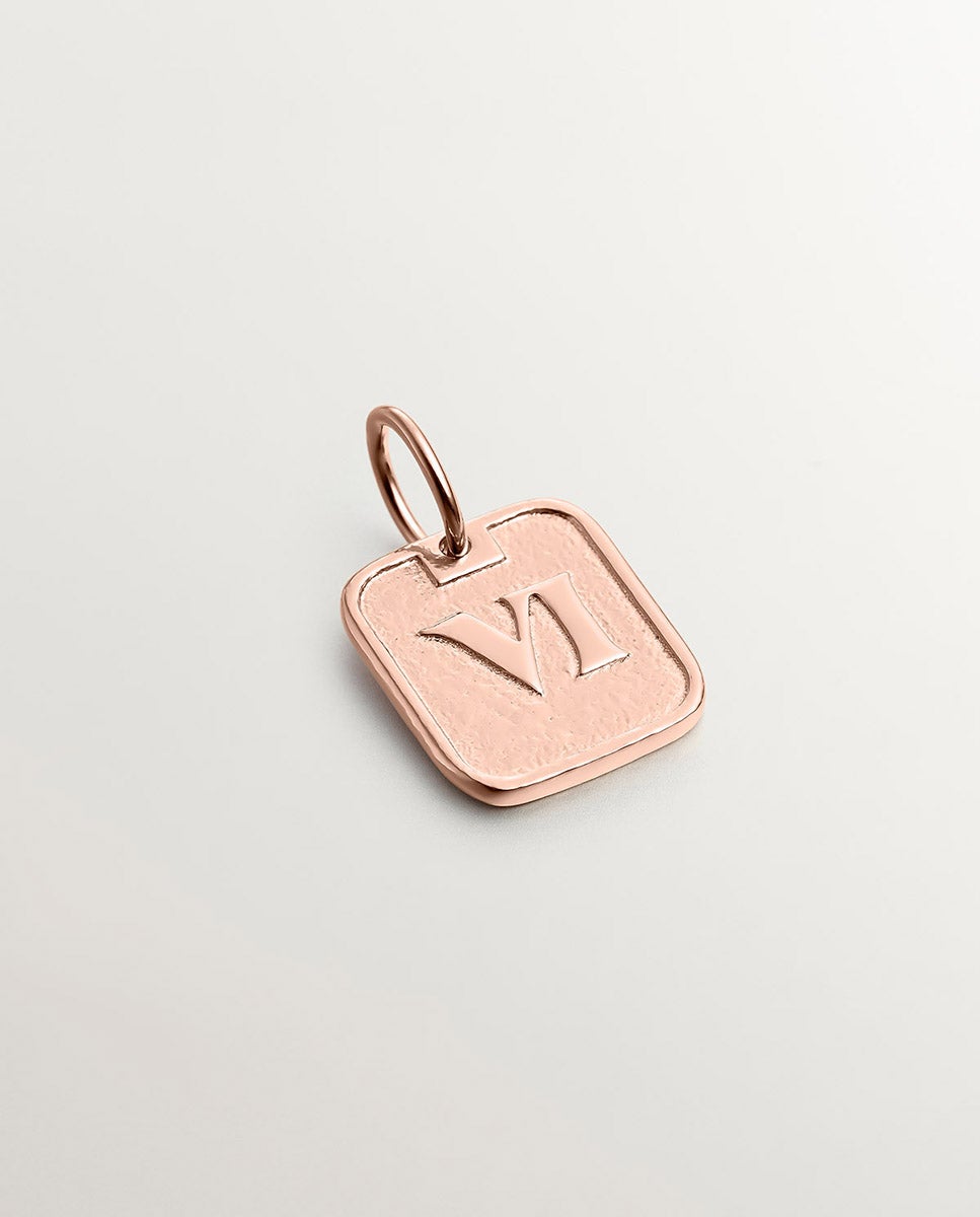 Charm de Prata 925 Banhada em Ouro Rosa de 18k com Número 6 Rosa-1