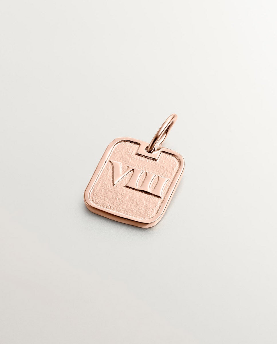 Charm de Prata 925 Banhada em Ouro Rosa de 18k com Número 8 Rosa-1