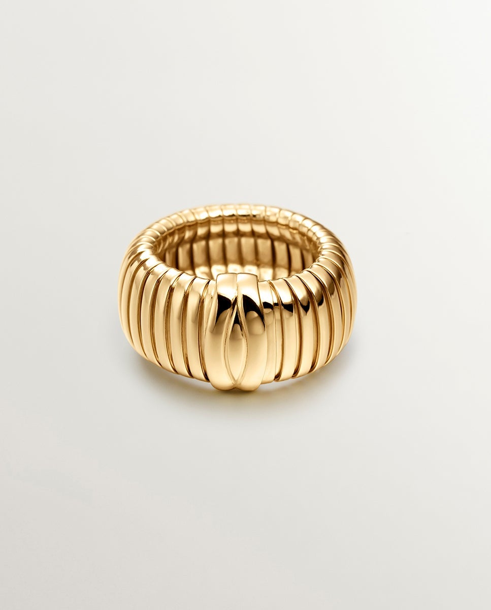 Anel Tubogas de Prata 925 Banhada em Ouro de 18K Ouro-1