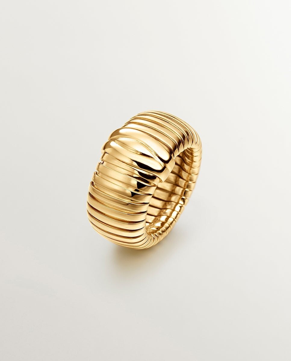 Anel Tubogas de Prata 925 Banhada em Ouro de 18K Ouro-3