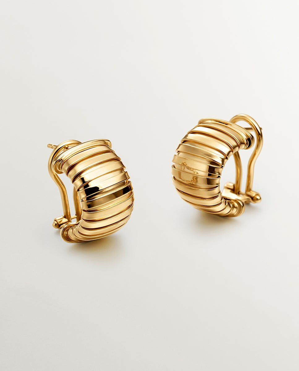 Brincos Tubogas de Prata 925 Banhada em Ouro de 18K Ouro-1