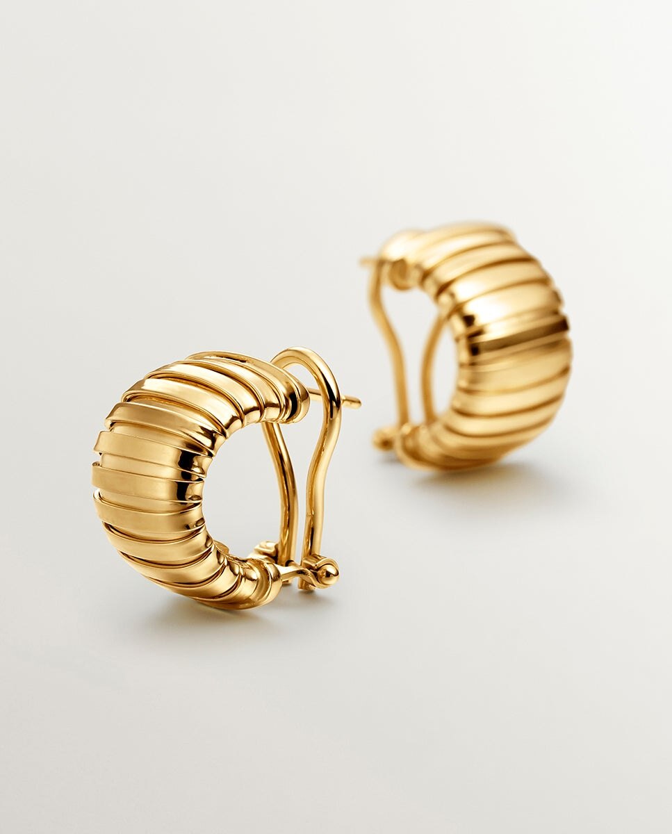 Brincos Tubogas de Prata 925 Banhada em Ouro de 18K Ouro-5