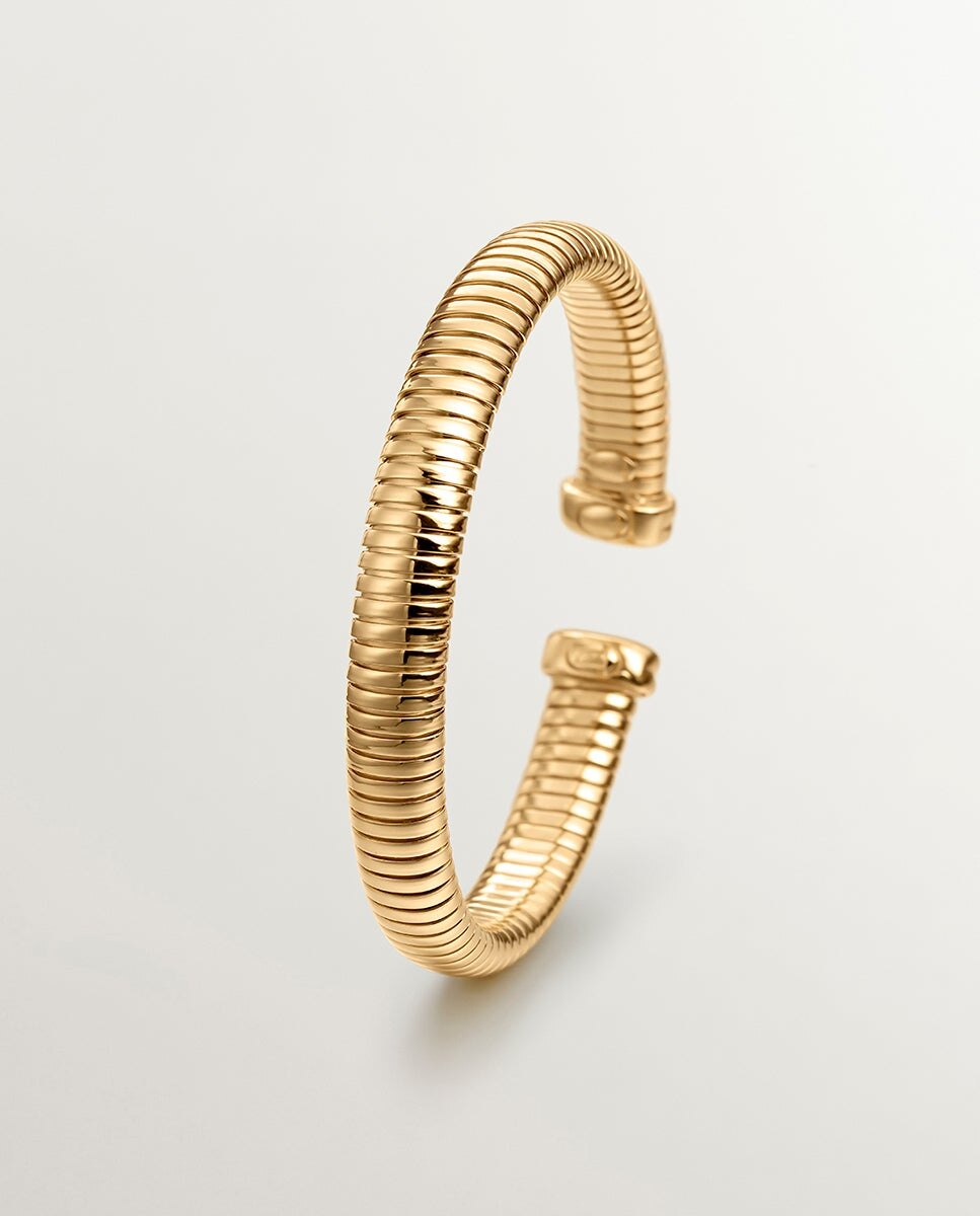 Pulseira Tubogas de Prata 925 Banhada em Ouro de 18K Ouro-3