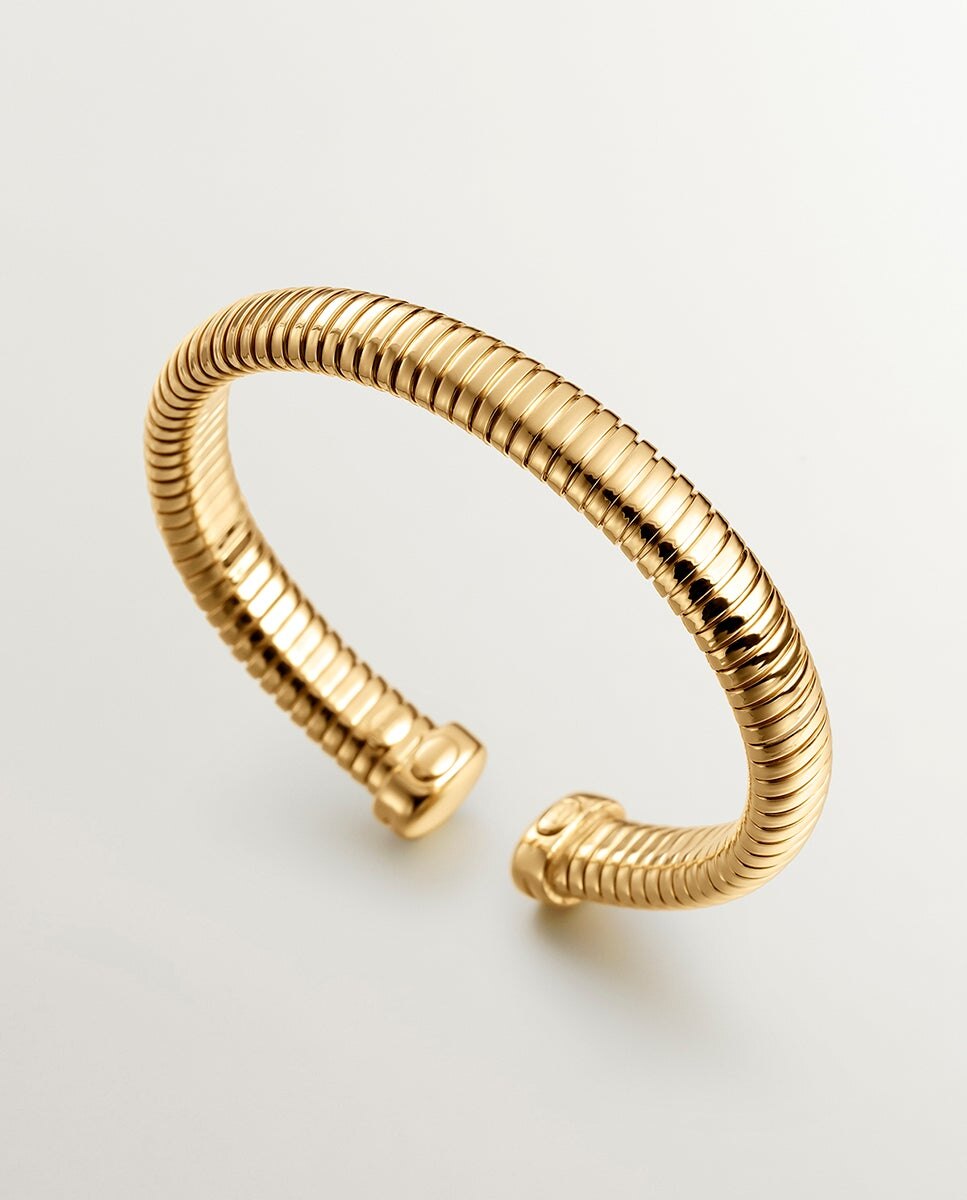 Pulseira Tubogas de Prata 925 Banhada em Ouro de 18K Ouro-5