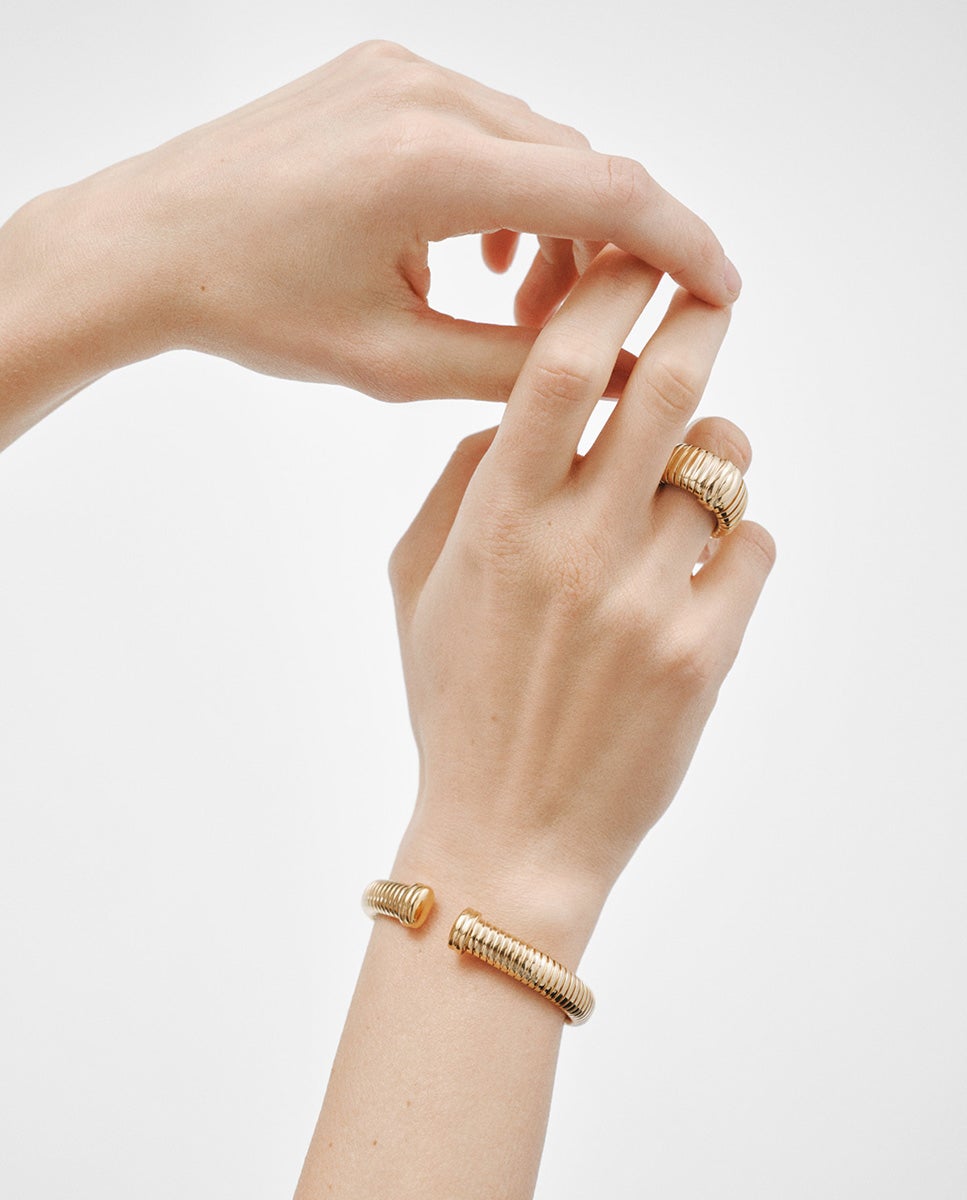 Pulseira Tubogas de Prata 925 Banhada em Ouro de 18K Ouro-6