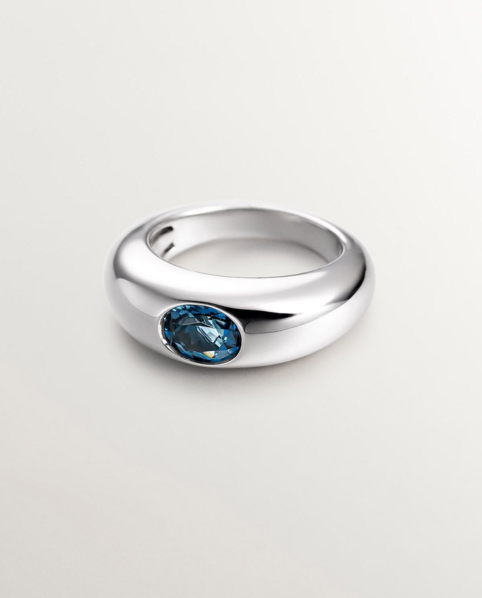 Anel de Prata 925 com Topázio Azul London Azul-oceano-3
