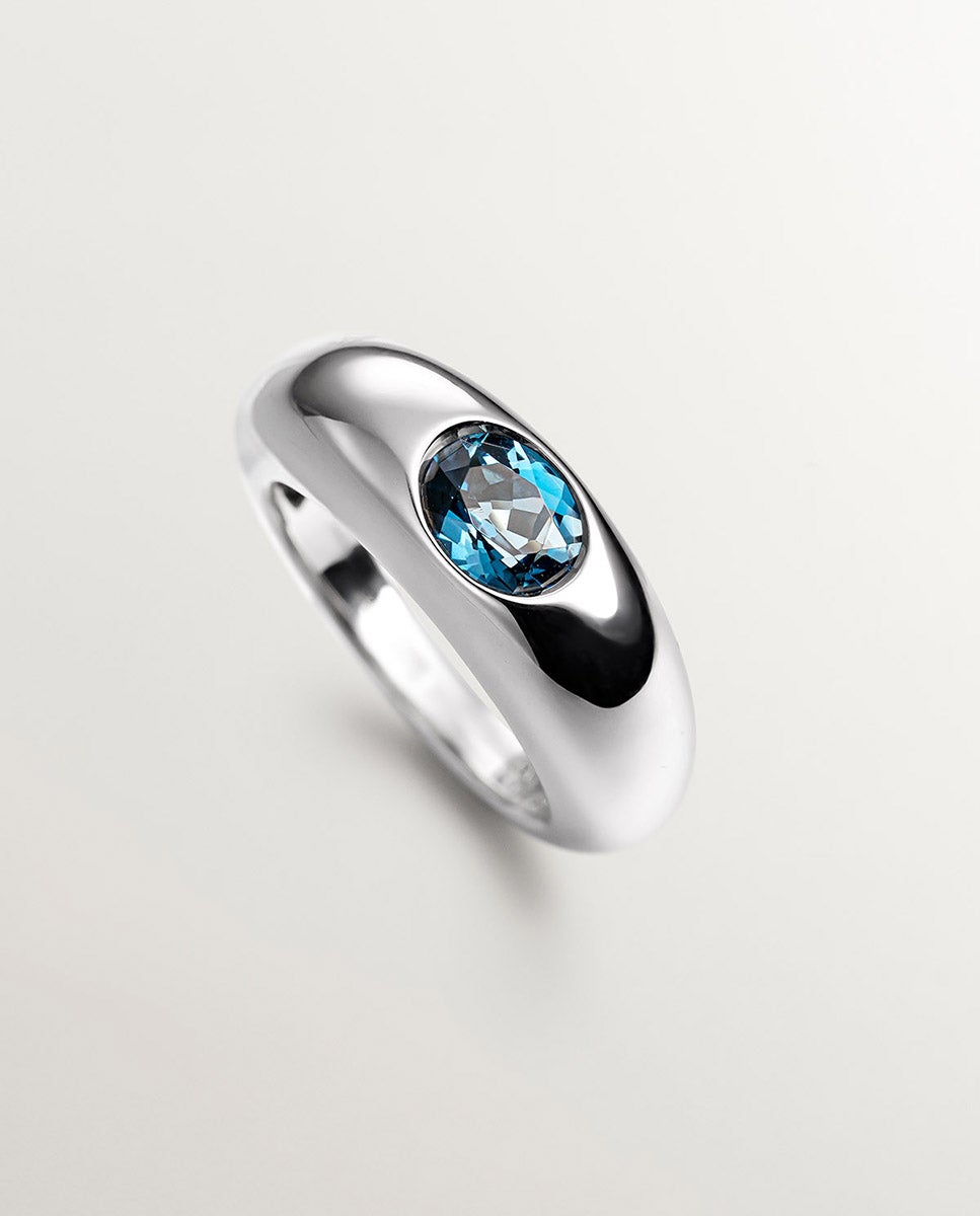 Anel de Prata 925 com Topázio Azul London Azul-oceano-5