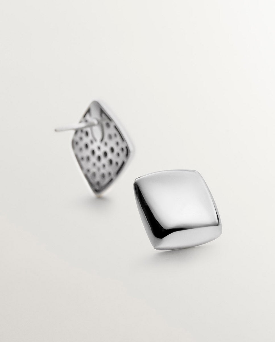 Brincos de Prata 925 com Forma Quadrada Prata-3