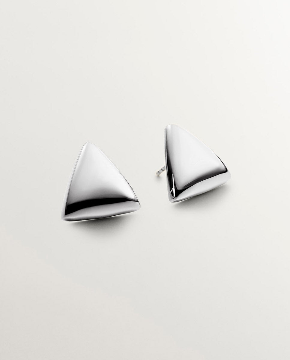 Brincos de Prata 925 com Forma Triangular Prata-1