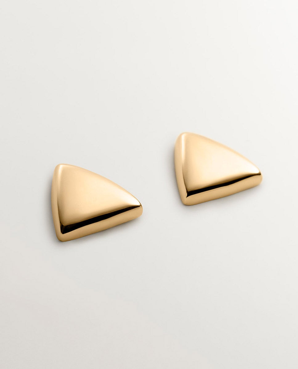 Imagem 0 de Brincos de Prata Banhada em Ouro com Forma Triangular